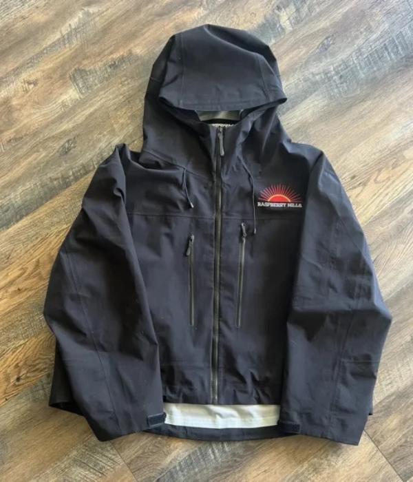 Raspberry Hills Cropped Black Rain Jacket